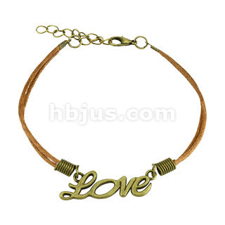 Love Cast Iron Leatherette Armbånd - Brun