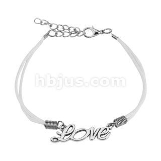 Love Cast Iron Leatherette Armbånd - Hvit