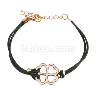 Clover Cast Iron Leatherette Armbånd - Sort