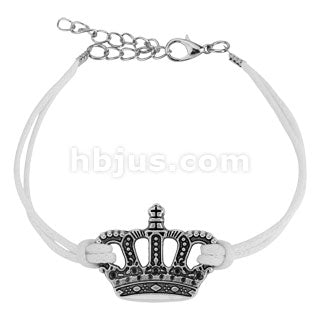 Crown Cast Iron Leatherette Armbånd - Hvit