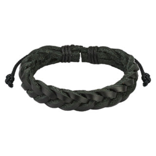 Sort armbånd i lær med Cross Braided strips