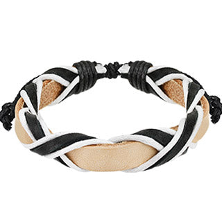 3 farget accent braided armbånd i lær