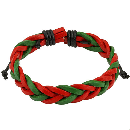 Rødt og grønnt braided armbånd