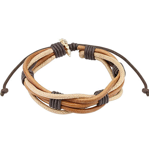 Brunt multi string armbånd i lær