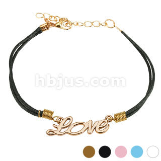Love Cast Iron Leatherette Armbånd - Sort