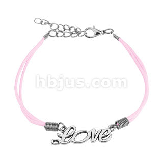 Love Cast Iron Leatherette Armbånd - Rosa