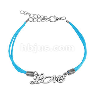 Love Cast Iron Leatherette Armbånd - Blå