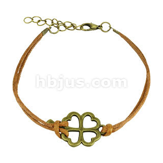 Clover Cast Iron Leatherette Armbånd - Brun