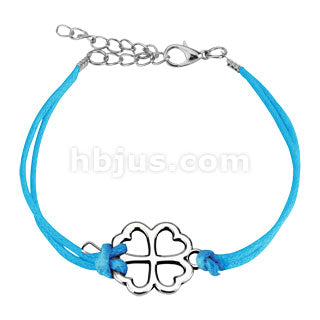 Clover Cast Iron Leatherette Armbånd - Blå