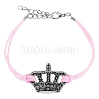 Crown Cast Iron Leatherette Armbånd - Rosa