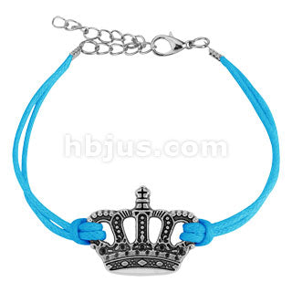 Crown Cast Iron Leatherette Armbånd - Blå